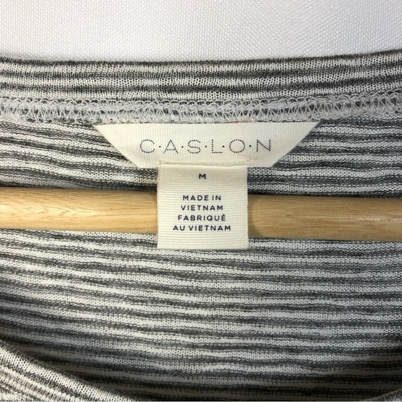 Caslon Light Gray Flora Stripe Pocket Bust Short Sleeve T-Shirt M - Picture 4 of 4